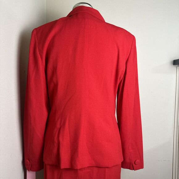 NWT Vintage Saville 2 Piece Suit Red Jacket Skirt Lined Classic Size 8 NWT - Picture 8 of 13